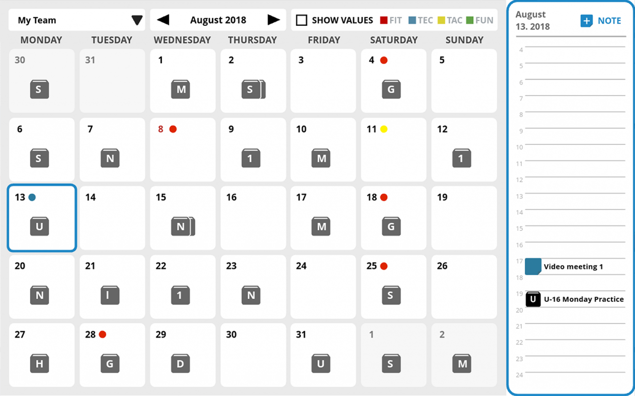 use calendar to plan your entire season ahead